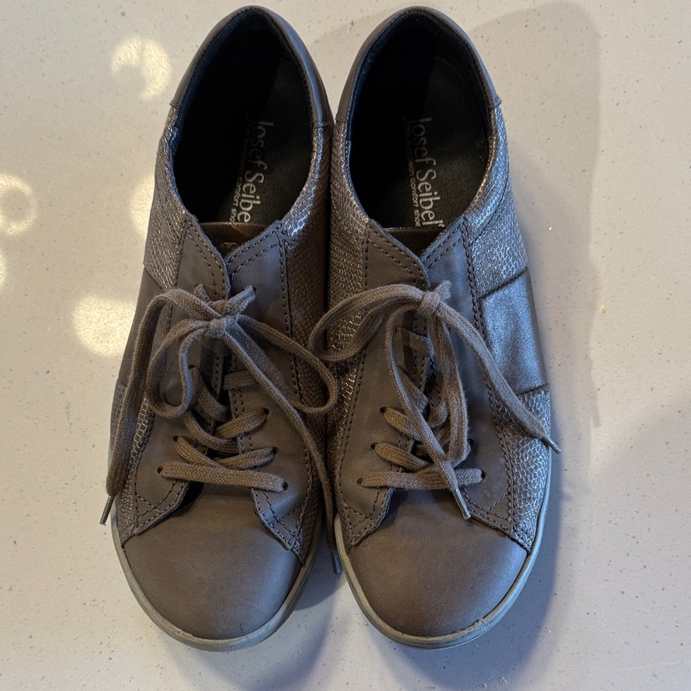 Josef Seibel Taupe Leather Casual Shoes